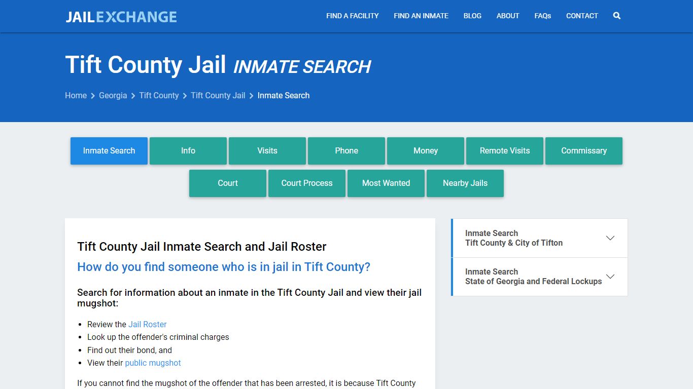 Inmate Search: Roster & Mugshots - Tift County Jail, GA